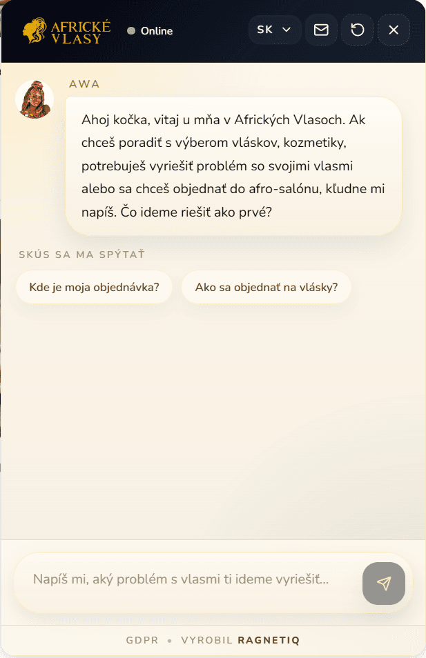 AI nákupný asistent africkevlasy.sk